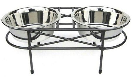Mesh Elevated Double Dog Bowl - Small/White