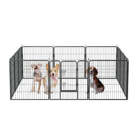 Dog Pens Outdoor 32" Height Foldable 12 Panels Heavy Duty Metal Portable Dog Playpen Indoor Anti-Rust Exercise Dog Fence with Doors for Large/Med