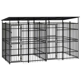 Outdoor Dog Kennel with Roof Steel 79.3 ft²