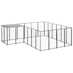 Dog Kennel Black 91.2 ft¬≤ Steel