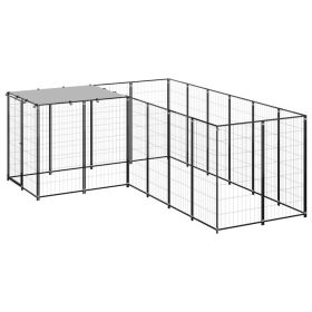 Dog Kennel Black 52.1 ft¬≤ Steel