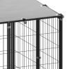 Dog Kennel Black 52.1 ft¬≤ Steel