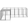 Dog Kennel Black 52.1 ft¬≤ Steel