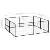 Dog Kennel Black 43.1 ft¬≤ Steel